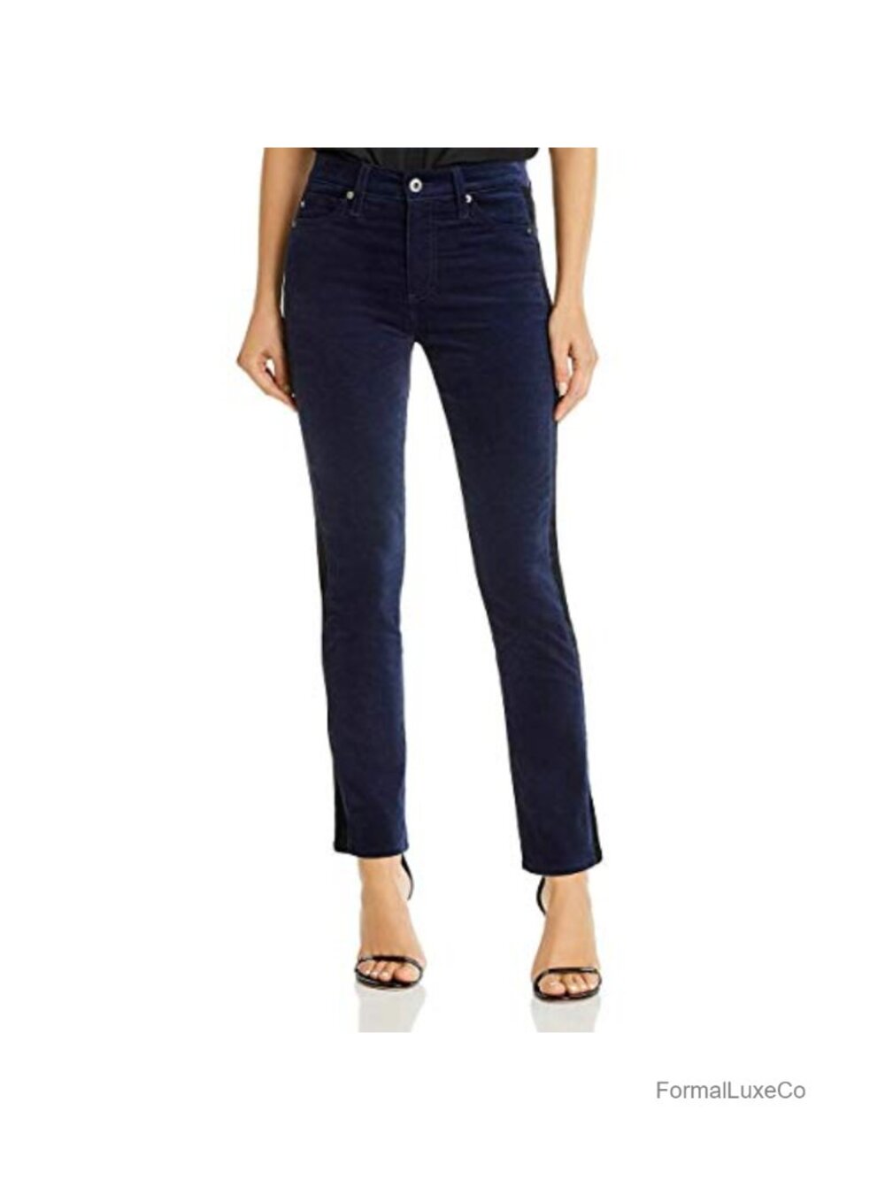 High Rise Slim Straight Velvet Tuxedo Stripe Pants Casual Fall